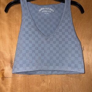 Aeropostale Seriously Soft Gray Checkered Crop Top